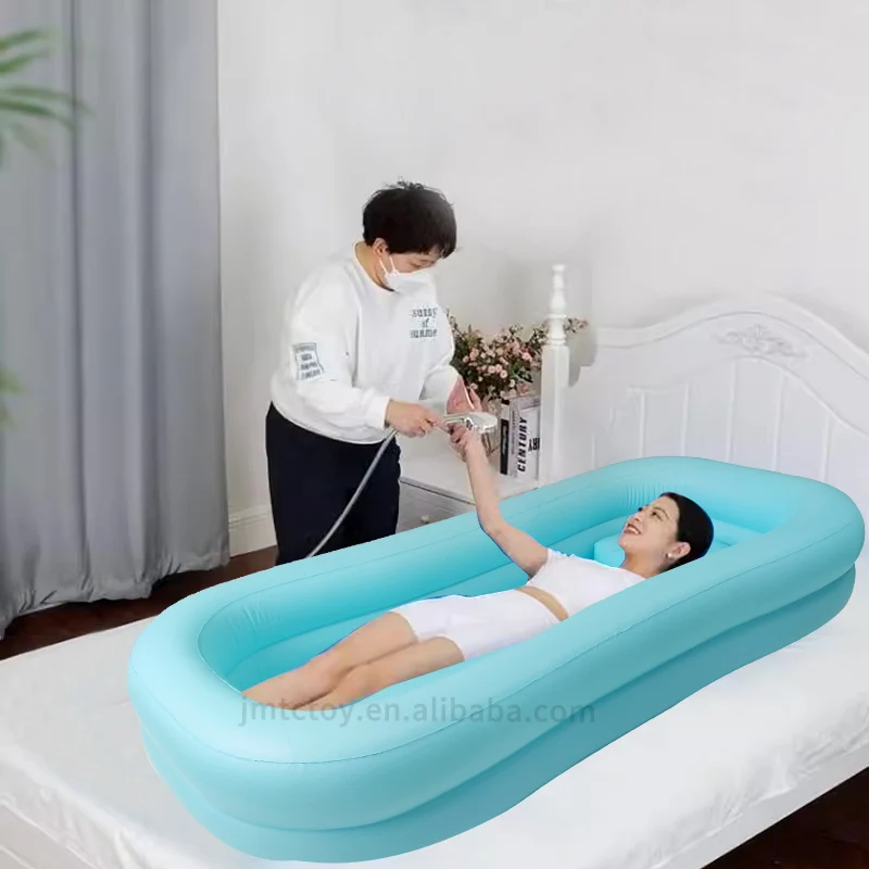 

Folding Portable Adults Elders PVC Bathtub Inflatable Patients Bed Bath Tub in Bed