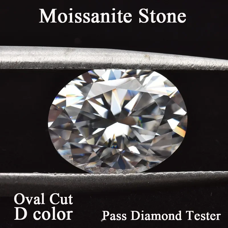Moissanite Stone Oval Cut D Color VVS1 with Certificate Gemstone for DIY Jewelry Making Pass Diamond Tester