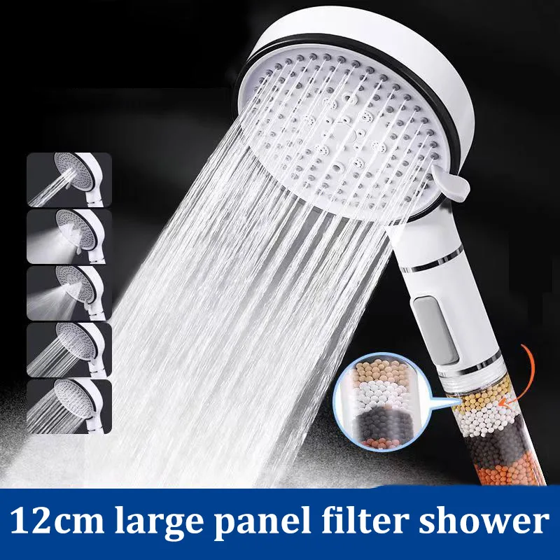 

Filter Spray Five-speed Booster Large Panel Shower Head Home Shower Bath Handheld Shower Head Plus Hose Set