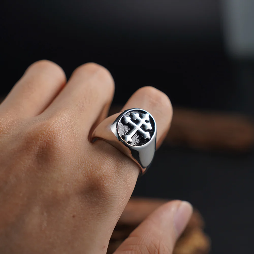 خاتم عصري للرجال، خاتم متقاطع شخصي من الفولاذ المقاوم للصدأ 316L، طراز للجنسين، مجوهرات مصنوعة يدويًا مناسبة للهدايا اليومية