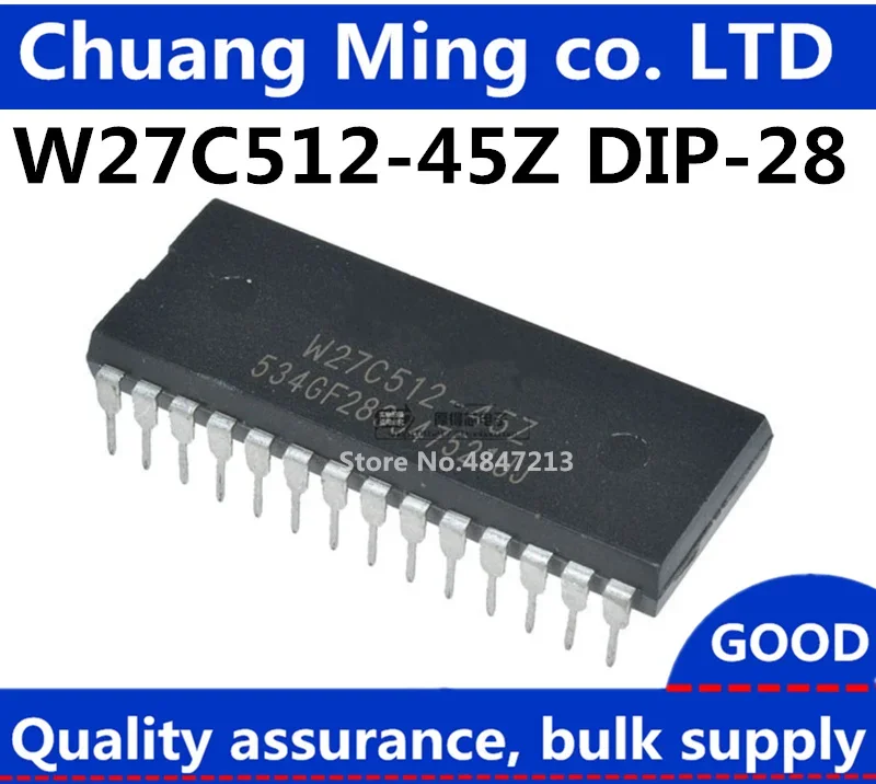 New original 50pcs/lots W27C512-45Z DIP28 W27C512-45 W27C512 64K X 8 ELECTRICALLY ERASABLE EPROM IC Free Shipping