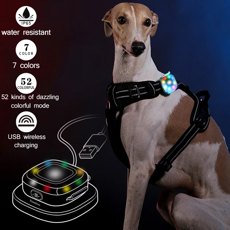 Truelove USB Led Light Pet Dog Tag Led Collar Light Pendant Glow Night Safety Dogs Flashlight for Collar Harness Leash Recharge