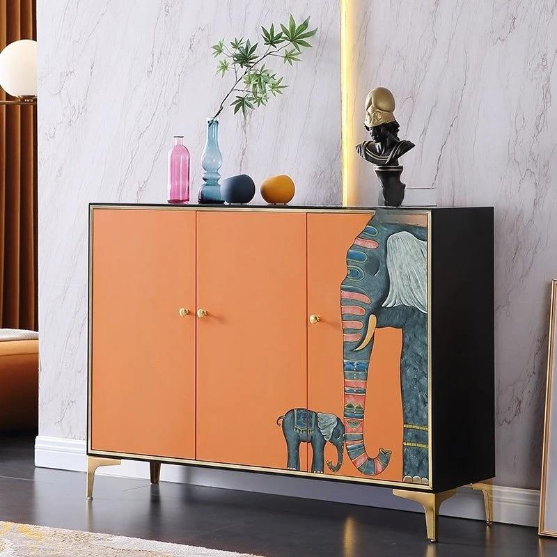 

minimalist light luxury porch cabinet, modern and simple entrance hall cabinet, living room locker, stainless steel