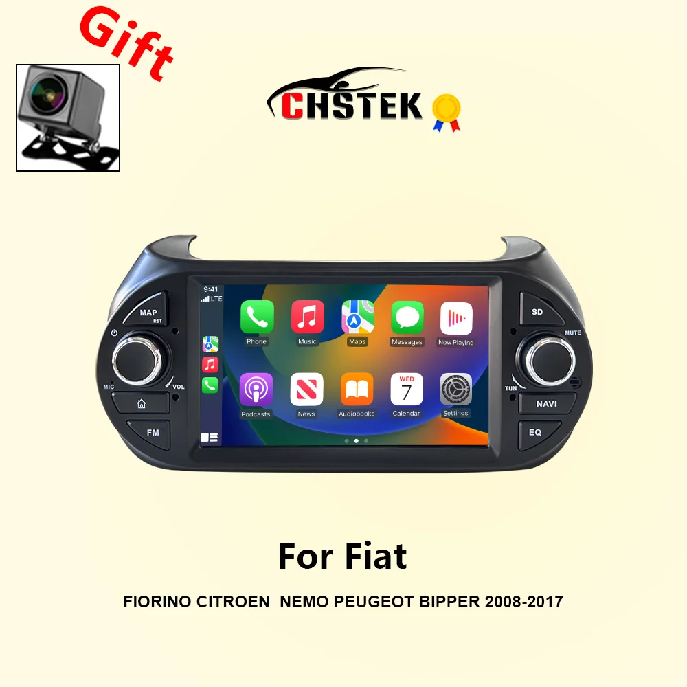 CHSTEK Car Radio Carplay DSP For Fiat Fiorino Qubo Citroen Nemo Peugeot Bipper 2008-2017 Android 13 Bluetooth WIFI 4G Navigation