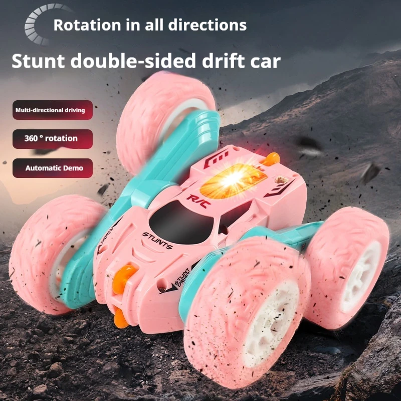 New 1:24 Rc Car 2.4g High-Speed Mini Double-Sided Stunt Car 360-Degree Rotating Rolling Lights Childrens Remote Control Car Gift