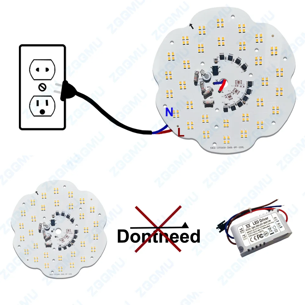 100W LED 220V Driver-Free 4000K 6500K Smart IC SMD2835 Suitable for Warehouse Garage Commercial Industrial Lighting Fixtures DIY