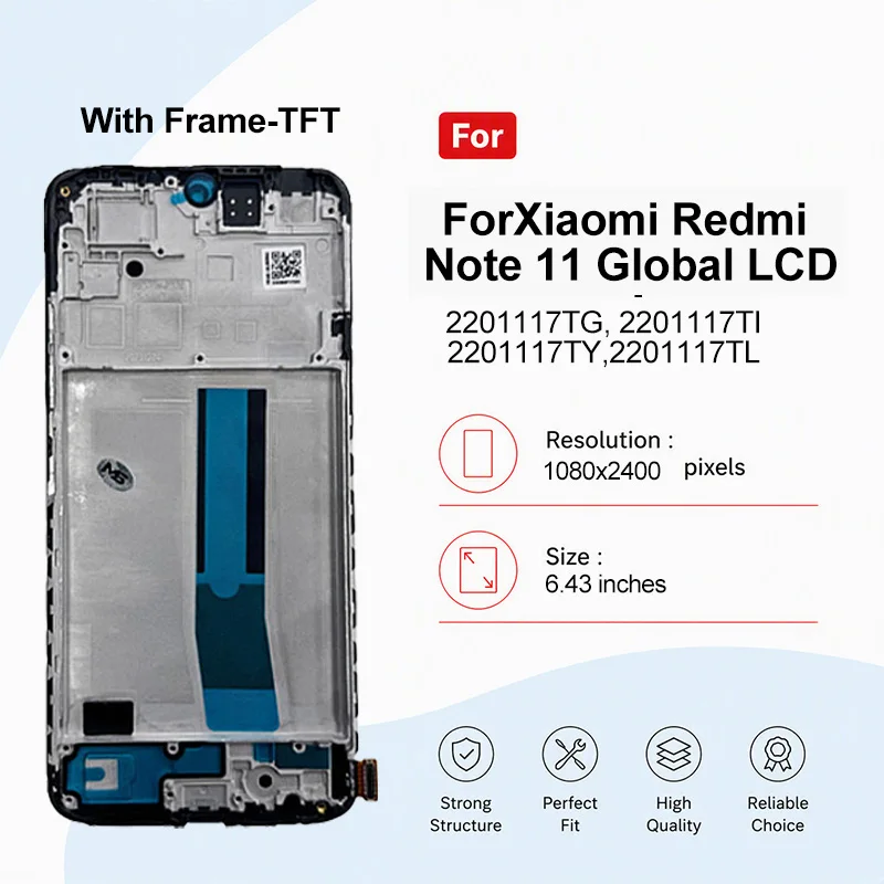 TFT For Xiaomi Redmi Note 11 Global Display Digitizer Panel Assembly For Redmi Note 11 Global LCD Touch Screen Replacement Parts