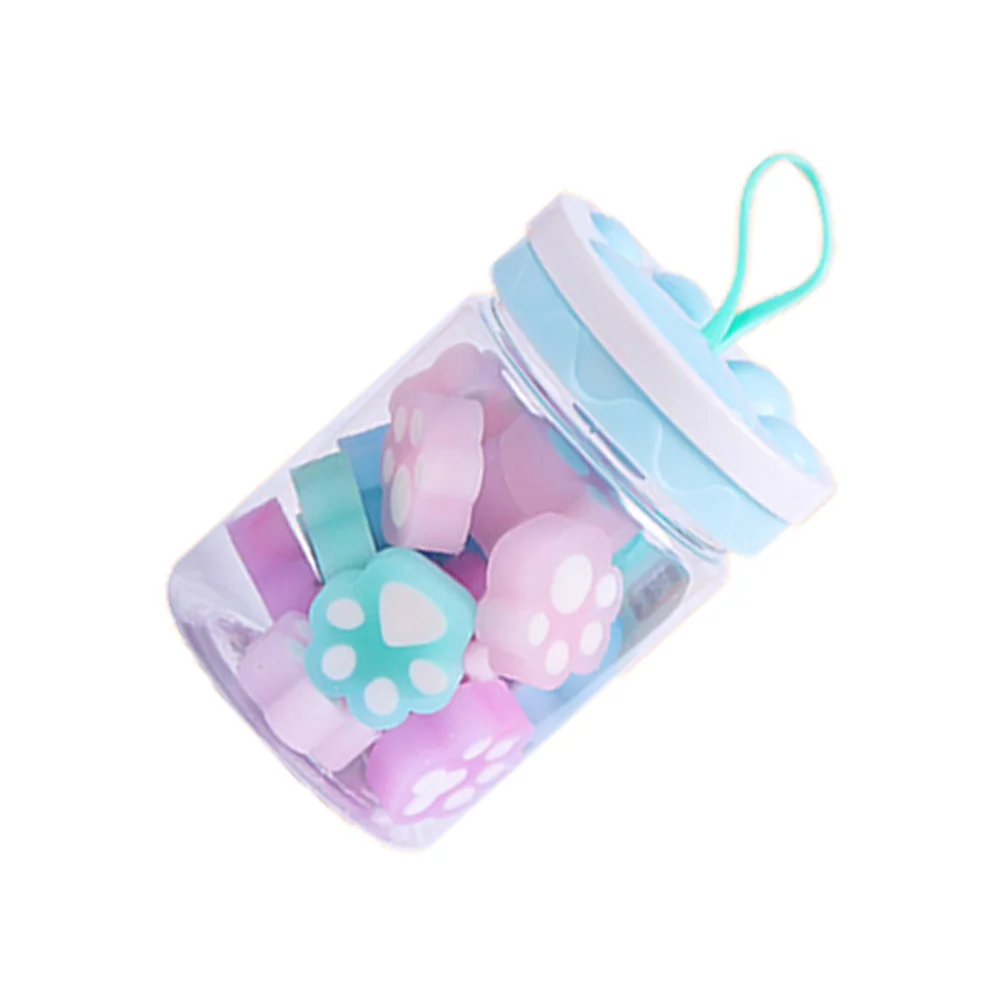 Cat Paw Erasers with Storage Box Colorful Cat Paw Animals Toys Classroom Rewards School Stationery Office Supplies