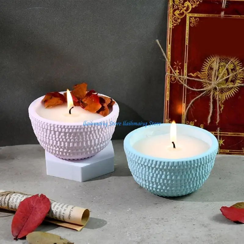 Molde recipiente silicona redondo elegante 573B, molde cuenco vela silicona creativo para macetero resina y