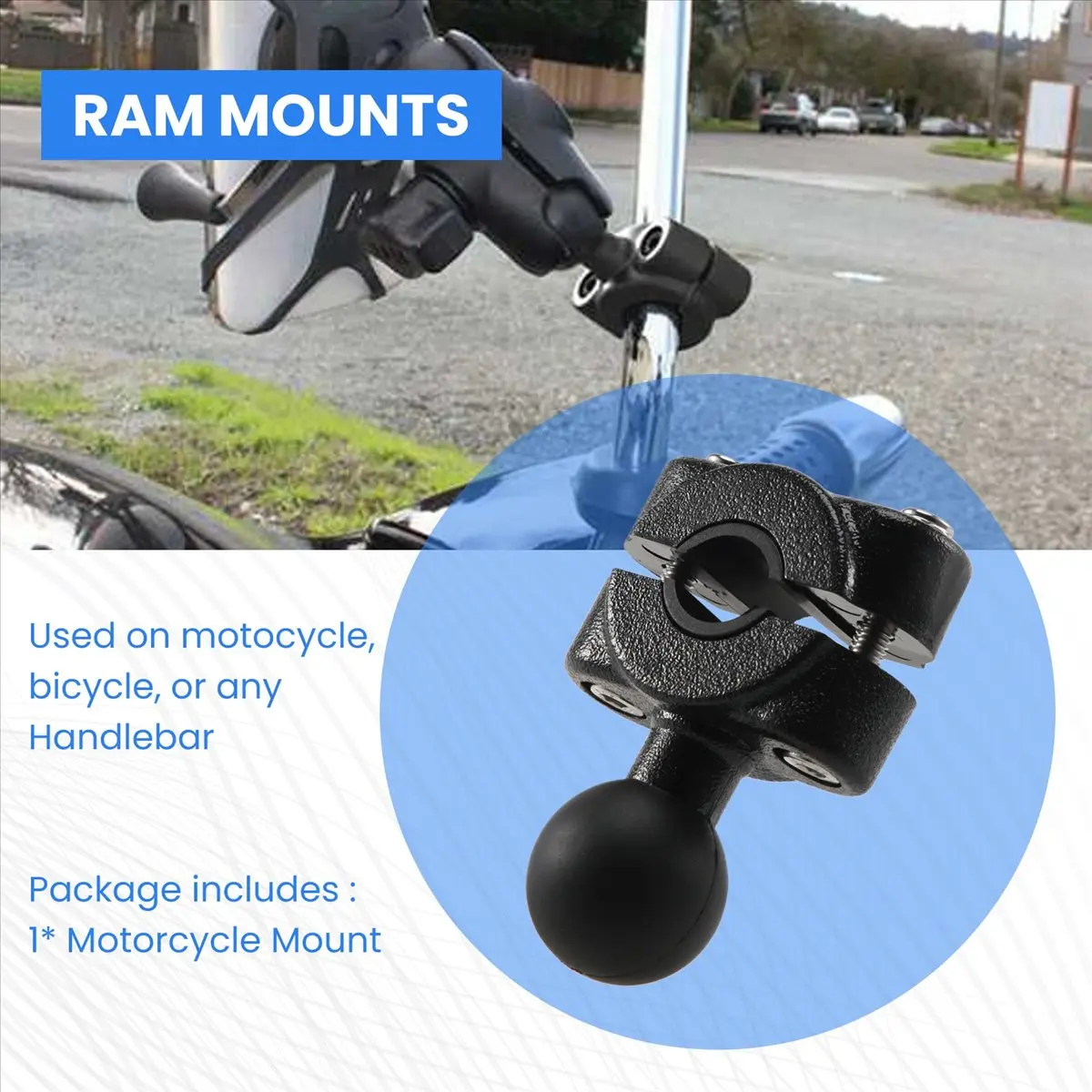 #33L (Black)1Inch Ball Car Headrest Motorcycle Rearview Mirror Stem Mount For Ram,Automotive Parts & Accessories