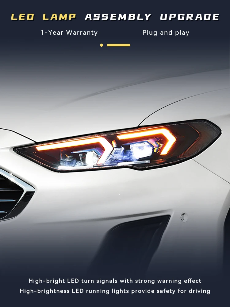 

A Pair of Car Stuff Modified For Ford Mondeo 2017-2021 Front Light DRL New Style Head Lamp LED Plug And Play Tool Accessories