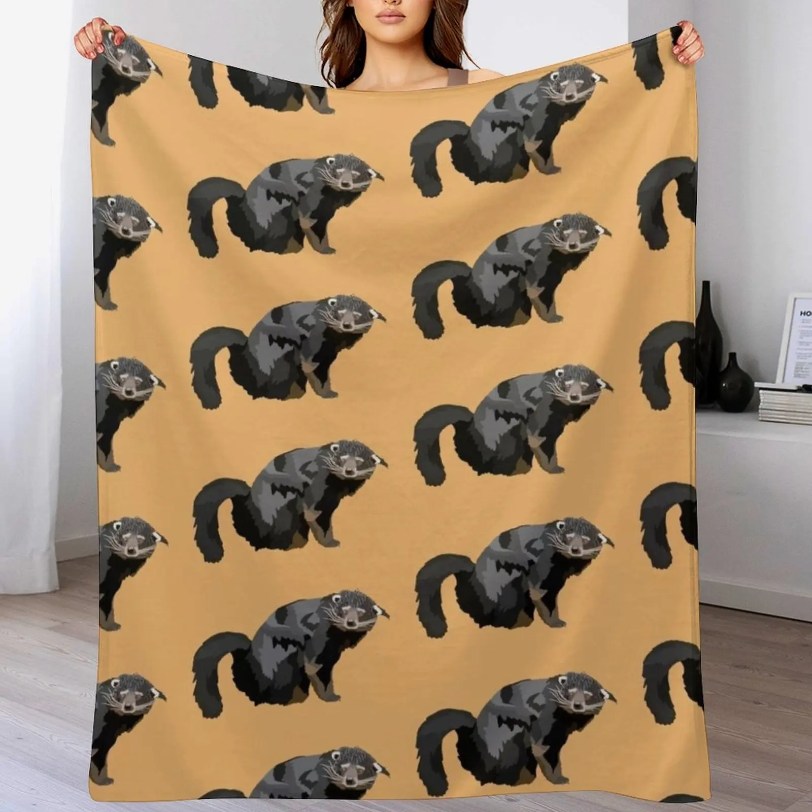 B is for Binturong Throw Blanket Color Fast Cozy Throw Blanket