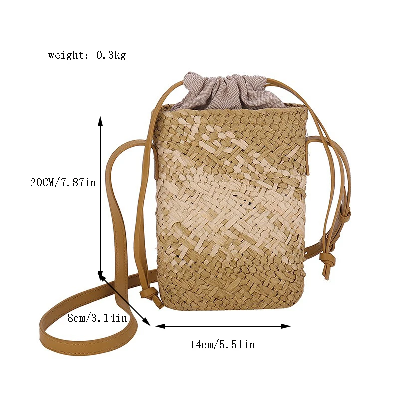 Straw Mobile Phone Bag for Women Luxury Designer Woven Shoulder Bag 2024 Fashion Trend Summer Beach Bag Travel Small Bag