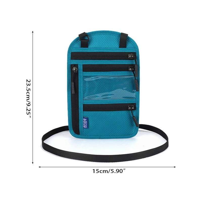 Portafoglio da collo 20CB con porta passaporto antifurto per donna uomo mantieni i documenti in contanti sicuri custodia da viaggio facile da nascondere