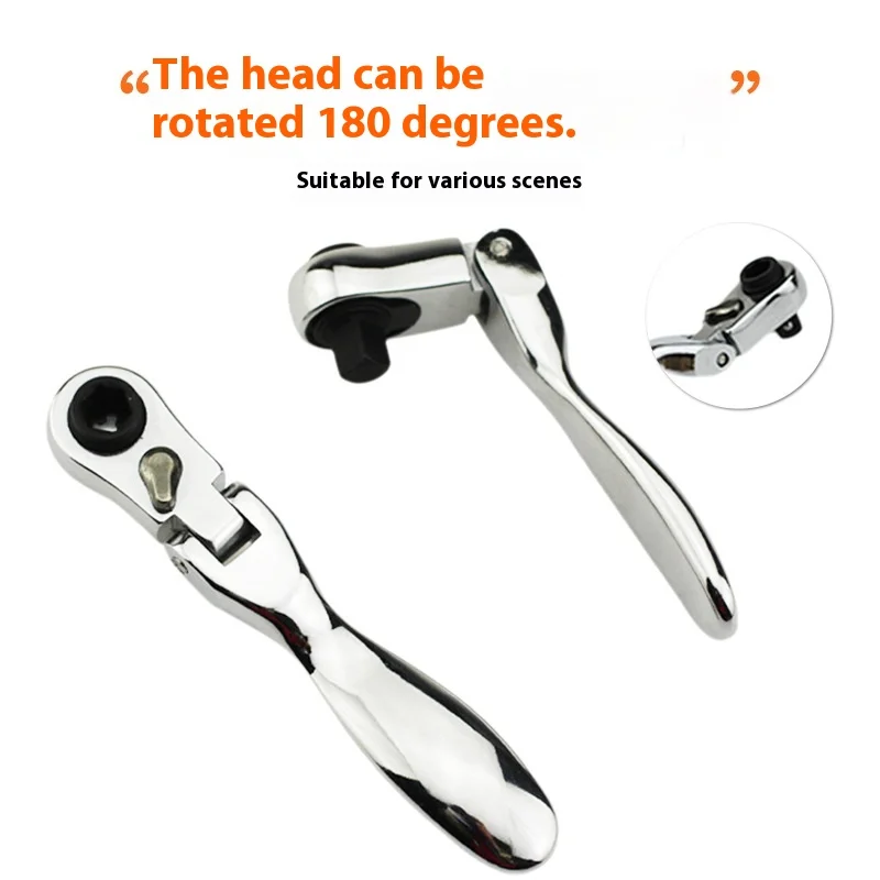 1/4 Quick Rotatable Bi-Directional Double-Ended Mini Ratchet Wrench Head Handle Head Ratchet Wrench