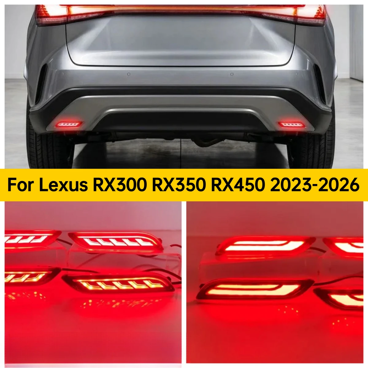 For Lexus RX300 RX350 RX450 2023-2026 Car Rear Bumper Light Reflector Upgrade LED Driving Brake Warning Light Navigation Light
