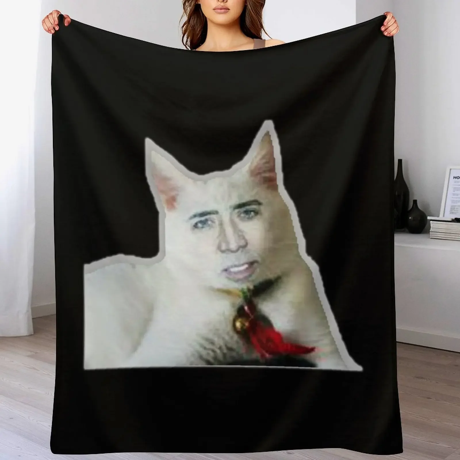 

Nicolas Cage as Cat - Nicholas Cage - Nick Cage - Nic Throw Blanket Cozy Throw Blanket for Bed Sofa Chair
