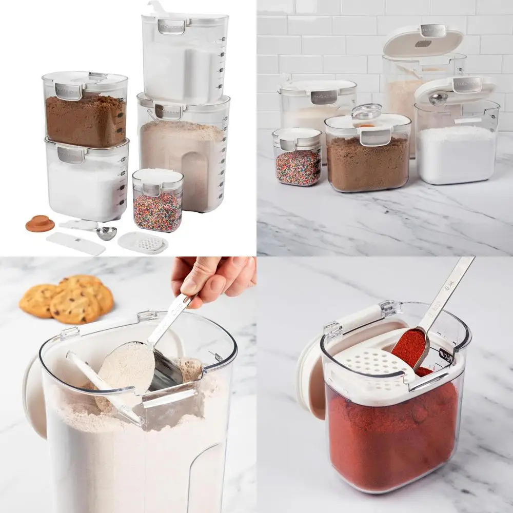 

Набор прозрачных пластиковых контейнеров для хранения продуктов с магнитными аксессуарами для организации кухни (белый, 9 предметов)