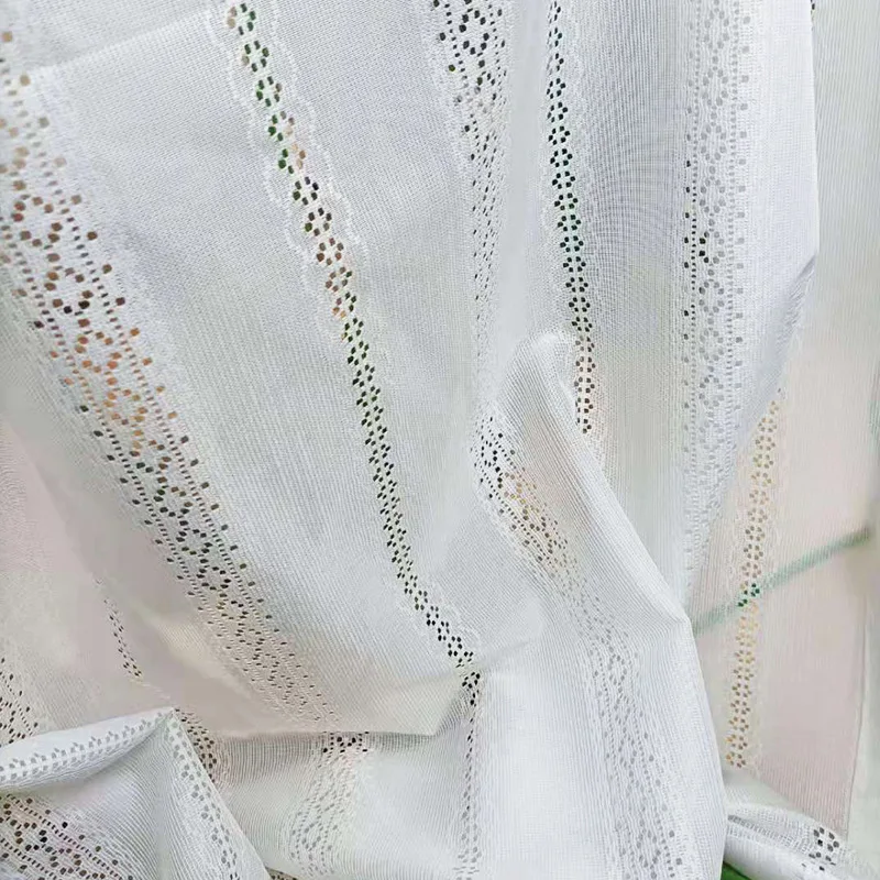 (97) Customized New White Gauze Woven Lace Hollow Gauze Curtain Pure White Gauze Jacquard Curtain Simple Semi-light-blocking