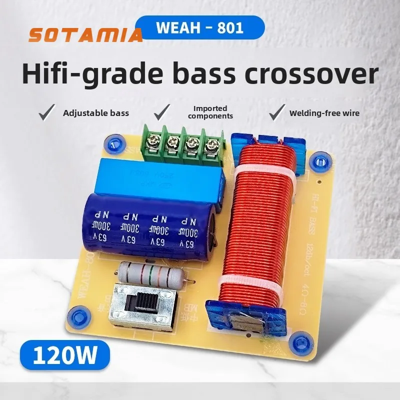 SOTAMIA Audiophile Grade 120W Single Channel Pure Subwoofer Crossover Mid Low Bass Professional Adjustable Audio Crossover