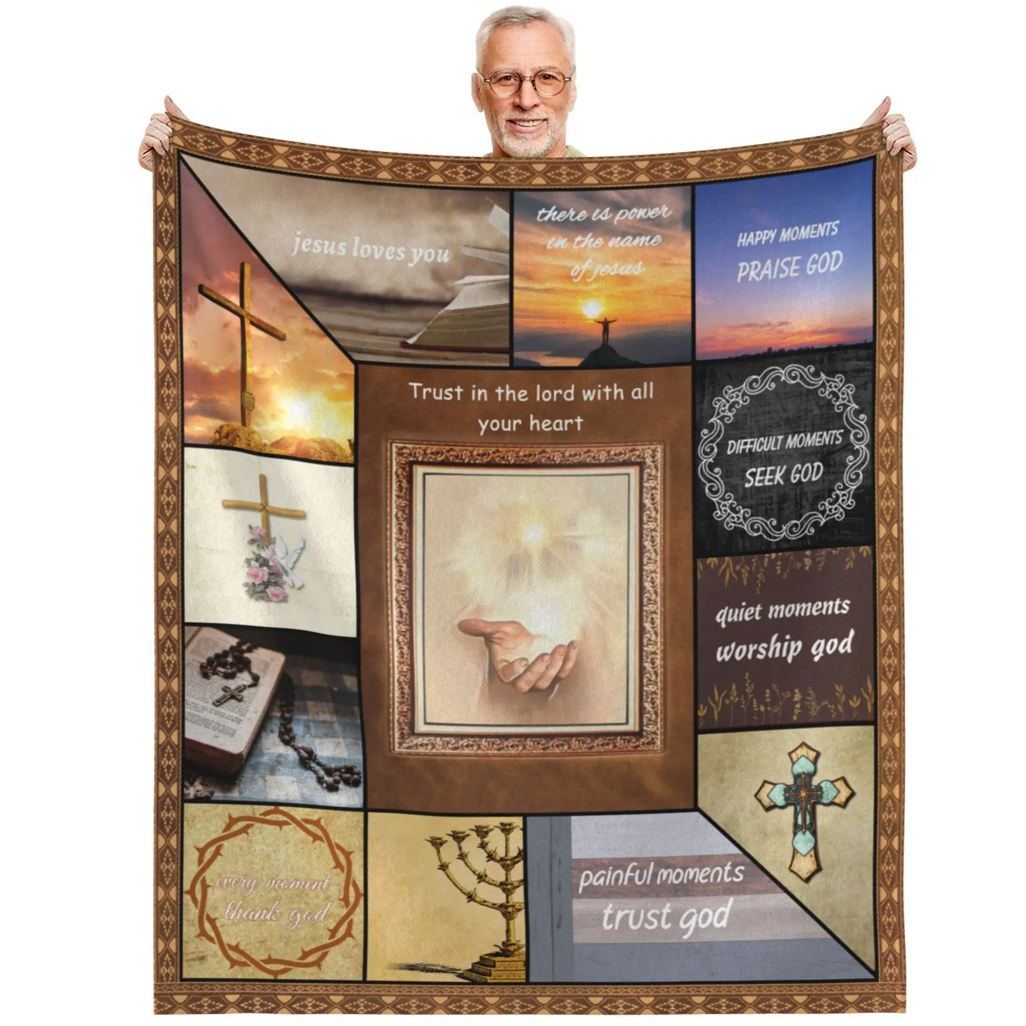 Healing Blanket with Inspirational Thoughts＆Prayers,for Love Support Strength,Throw Blanket Caring Gift,Christian＆Catholic Gifts