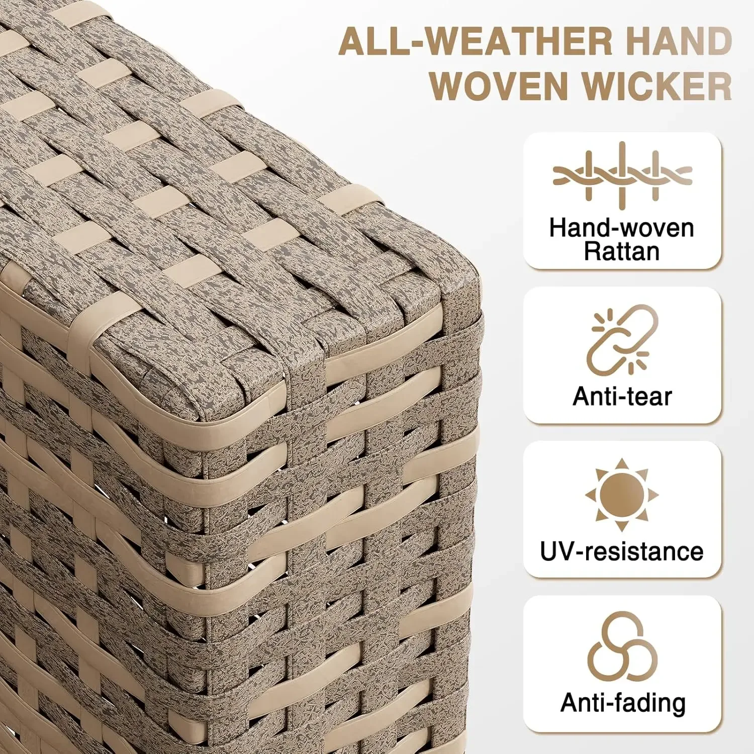 [شحن مجاني، صفقة ساخنة! ] مجموعات الأثاث، أثاث الفناء الخارجي مكون من 7 قطع مع وسائد سميكة، مجموعة محادثة خارجية من الخيزران S