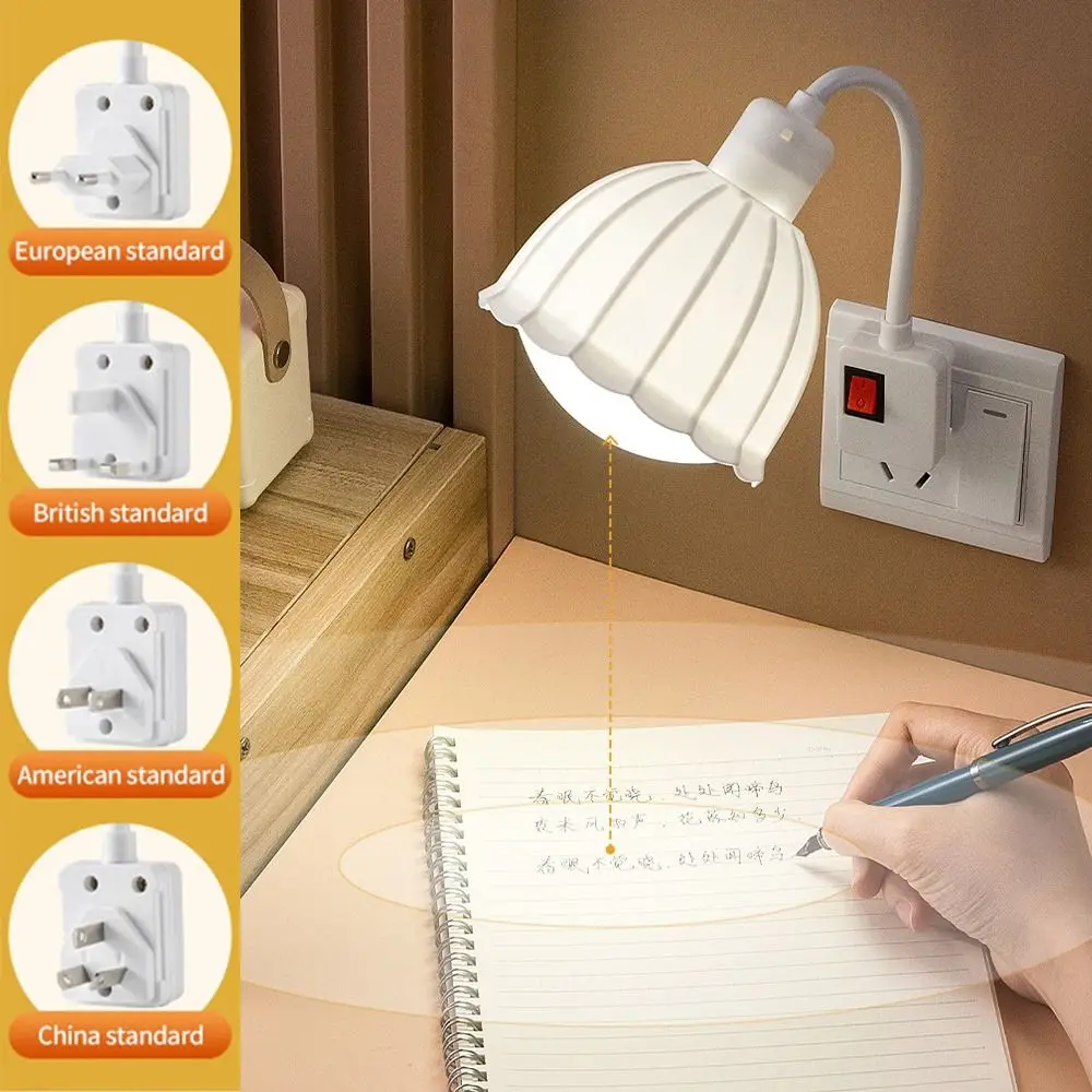 Creative Lotus Flowers Wall Plug Lamp With Switch Exquisite E27 Lamp Holder EU US UK Conversion Bulb Socket Converter Gift