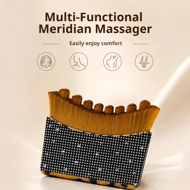 Portable Meridian Massage Comb Soft Bristles Face Neck Massager Tool Household Facial Skin Care Scalp Massage Beauty Accessory
