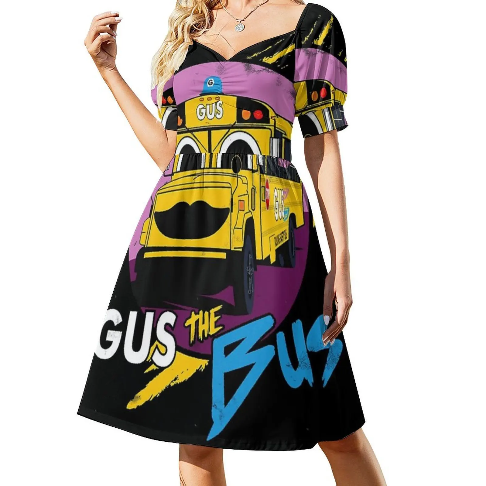 حافلة 1 المرأة الشارع الشهير فستان الحفلات العصرية طباعة نادي الملابس للإناث حافلة Gus حافلة مدرسية Gus فستان