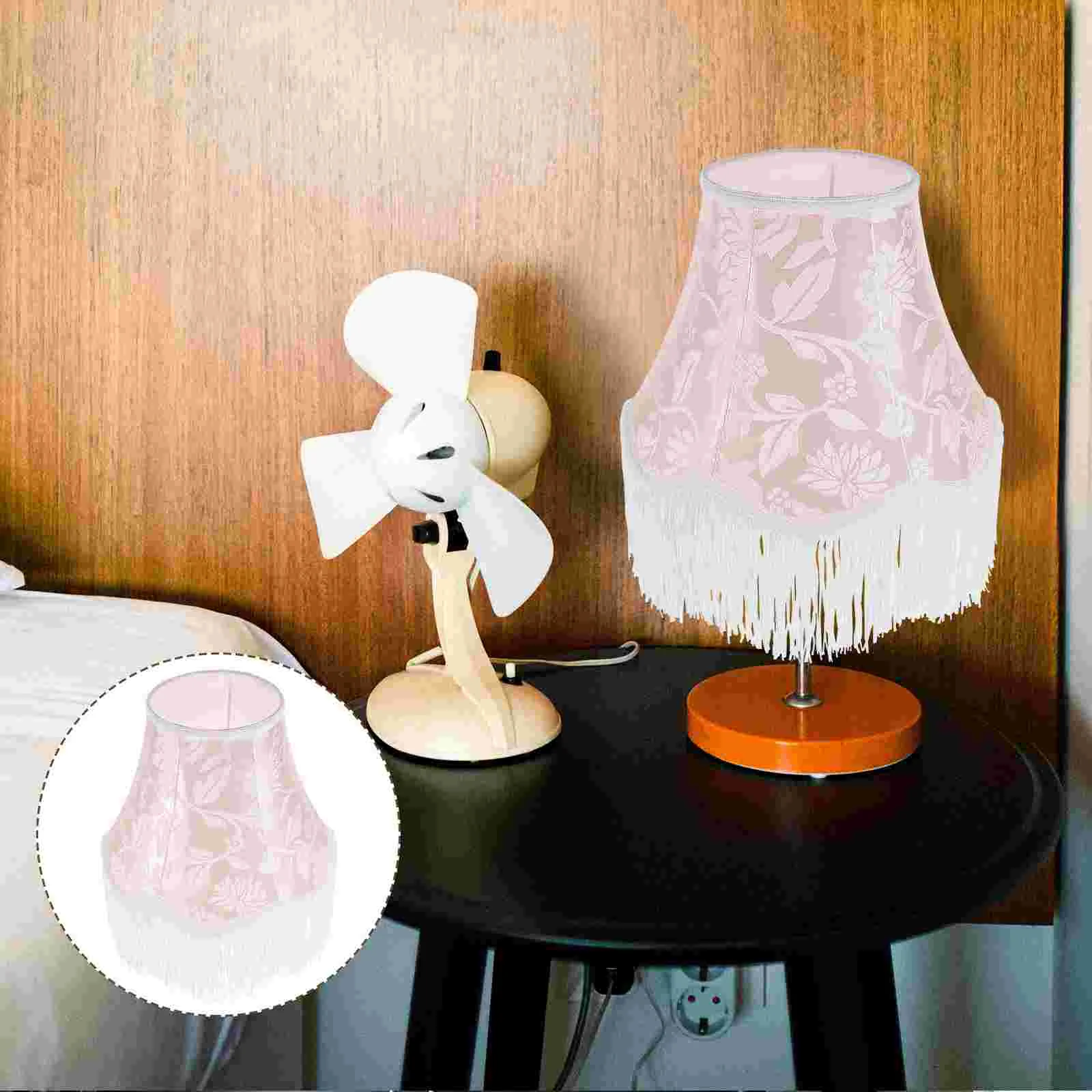 Fabric Tassel Lampshade Desk Decorative Table Retro Shades Accessory Bell Shaped Replacement