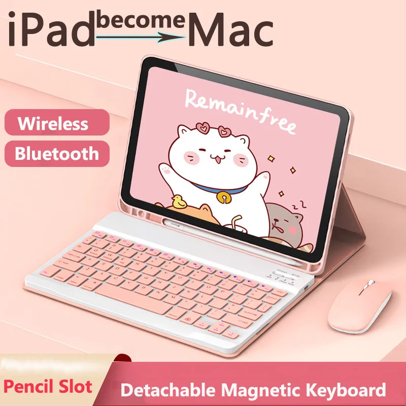 For Samsung Galaxy Tab S9 11 S9 FE A8 10.5  A7 10.4 S6 Lite 2024 S8 S7 11 Inch Backlit Pen Holder Bluetooth Keyboard Cover