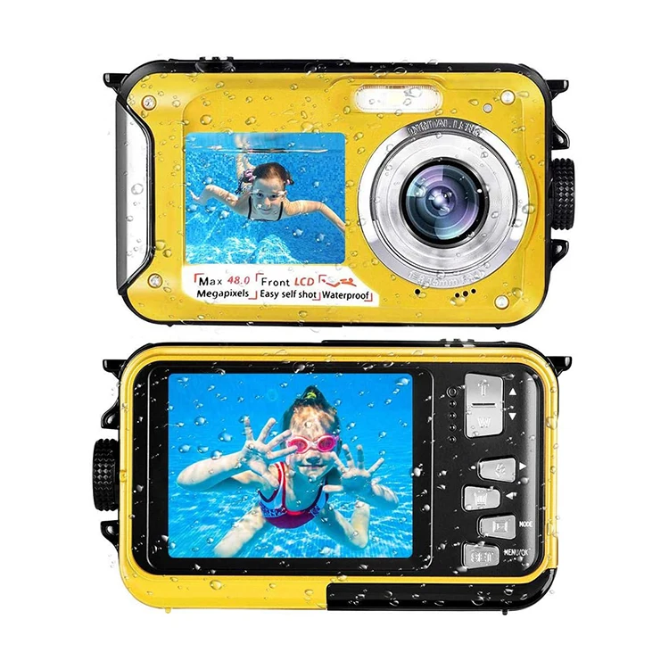 2.7K 48MP Digital Camera HD Rechargeable Underwater Camera Dual Lens Waterproof Cameras