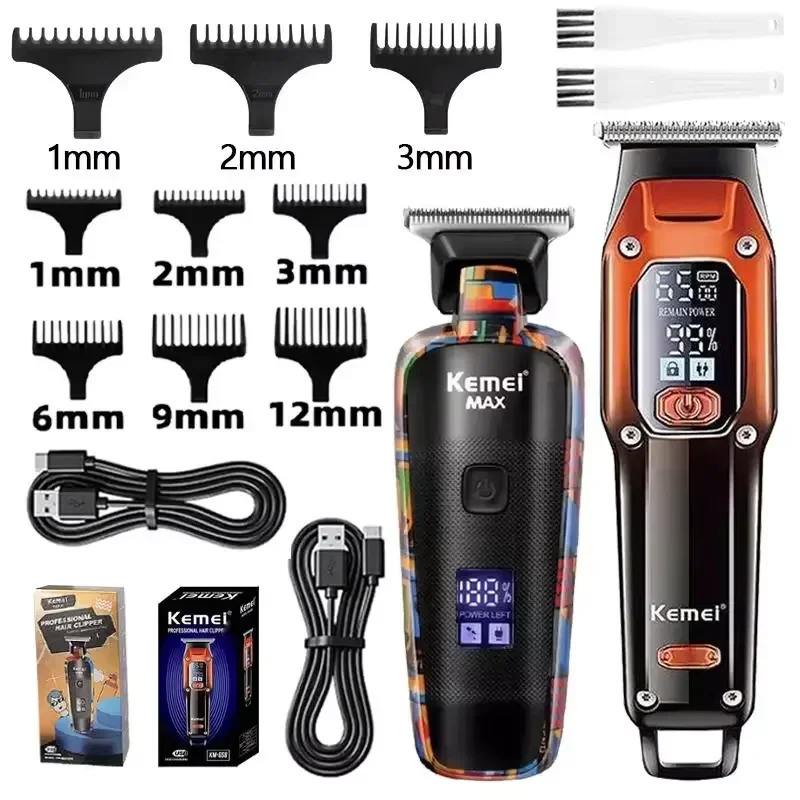 Kemei Professional Electric Beard Hair Clipper Rechargeable Lithium Haircut Machine for Men Clipper Barber Hair Trimmer Clippers