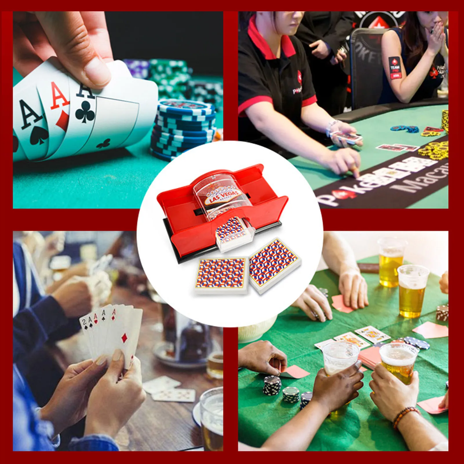 Talerz do tasowania kart do gry z 2 taliami Łatwe w użyciu urządzenie do tasowania kart do spotkań rodzinnych