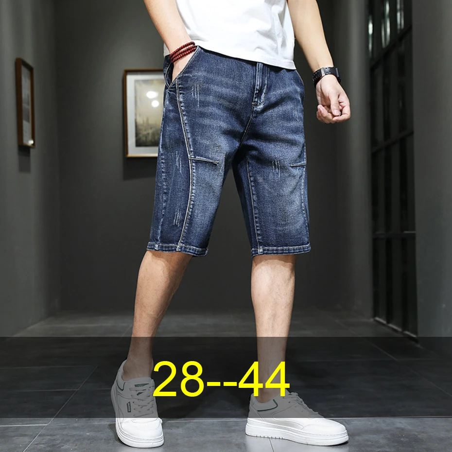 

Denim Shorts Men Summer Jean Shorts Plus Size 44 Fashion Casual Blue Short Pants Male Bottom