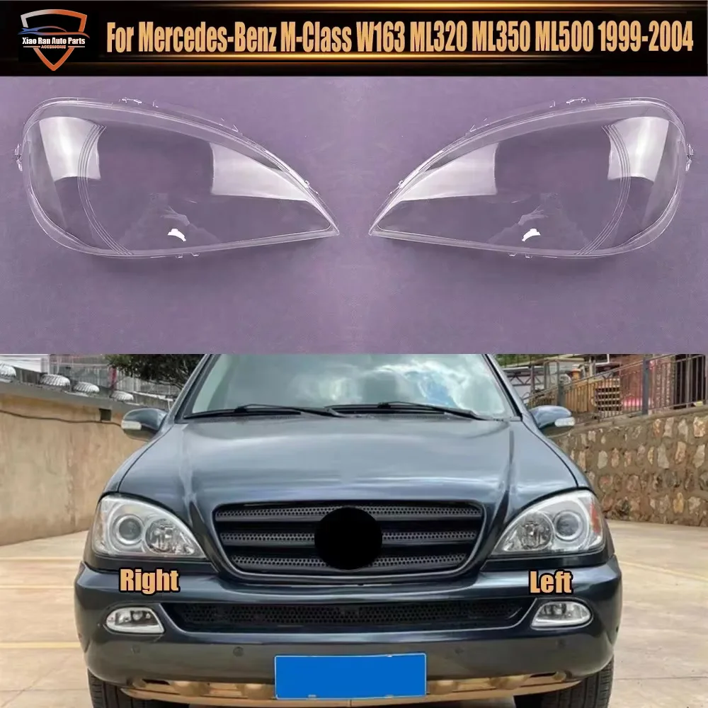 For Mercedes-Benz M-Class W163 ML320 ML350 ML500 1999-2004 Headlamp Transparent Lampcover Auto Light Case Headlight Cover