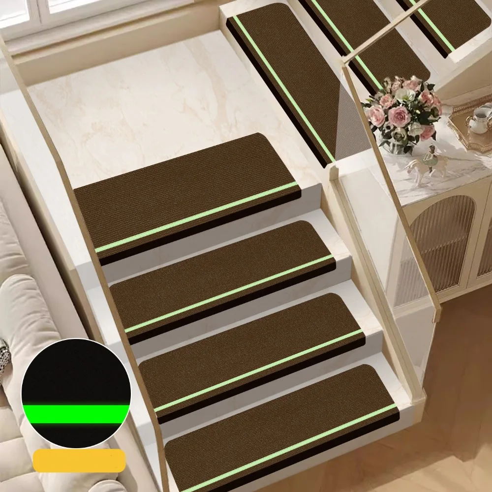 No Glue Needed Luminous Staircase Mat Household Solid Color Stairs Sticker Self-Adhesive Household Foot Mat for Home Protection