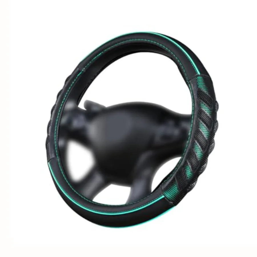 

car Steering Wheel Cover Faux Leather Massage Universal fit 3D Honeycomb Hole Anti-Slip Sporty 15 Inch