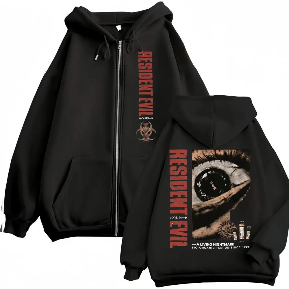 Resident Evil Requiemm Anime Zip Up Hoodies Men's Clothing Gothic High Street Zipper Hoodie Casual Long Sleeve Jacket Sweatshirt