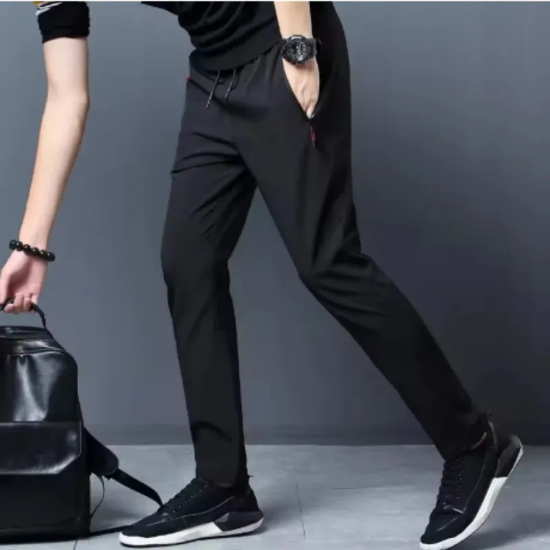 

Men's Casual Pants Stretch Slim Fit Elastic Waist Jogger Korean Classic Blue Black Gray Male Brand Trousers Plus Size
