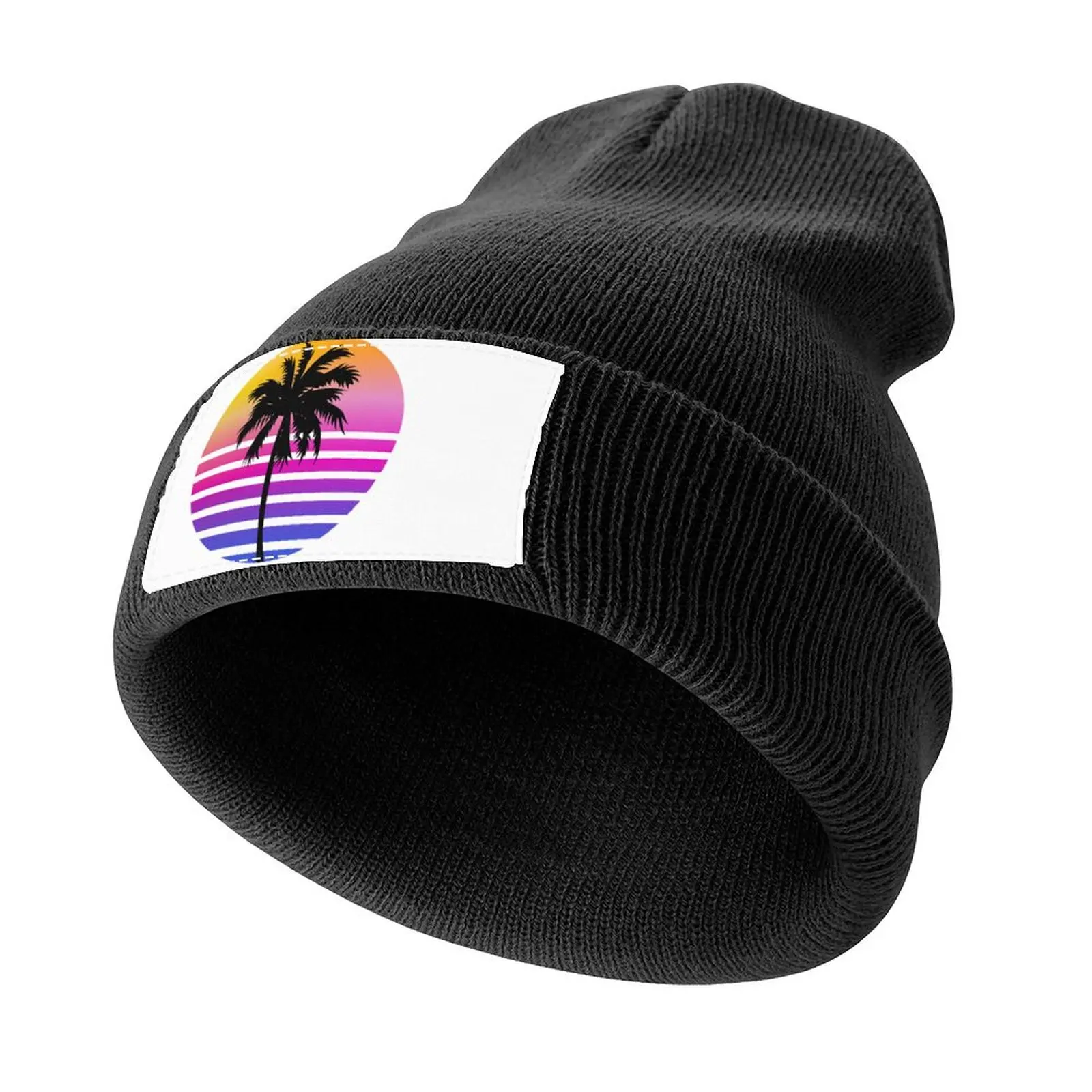 

Retro 80s Sunset Palm Tree Aesthetic Knitted Cap Trucker Hat Anime Sun Cap Dropshipping Women Hats Men's