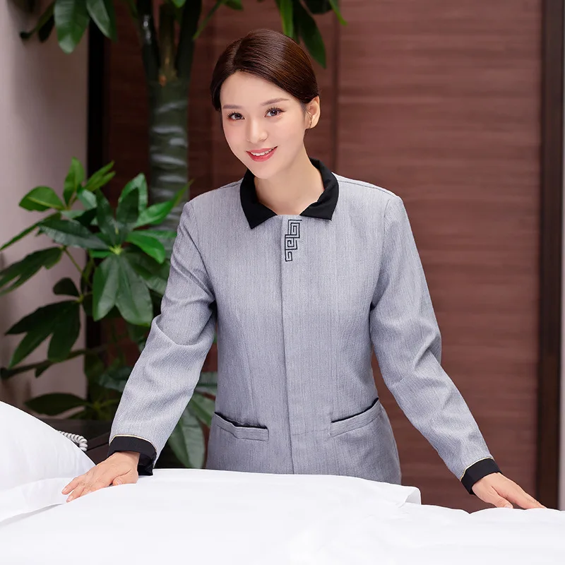 

Hotel room cleaning uniform, long-sleeved autumn and winter attire, mall and residential property cleaning worker, hospital wome