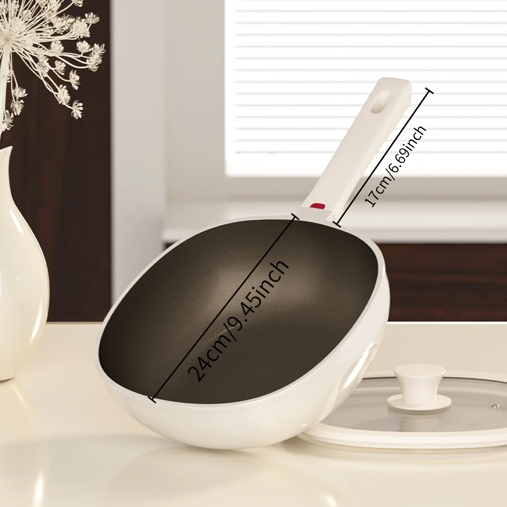 New Dream Titanium Ceramic Wok and Frying Pan Set - Nonstick Skillet with Silicone Spatula, Coating-Free Flat Bottom Sauté Pan, Gas & Induction Compatible, Indoor/Outdoor Pizza Egg Omelet Pan, Christmas Gift Ideas view 3