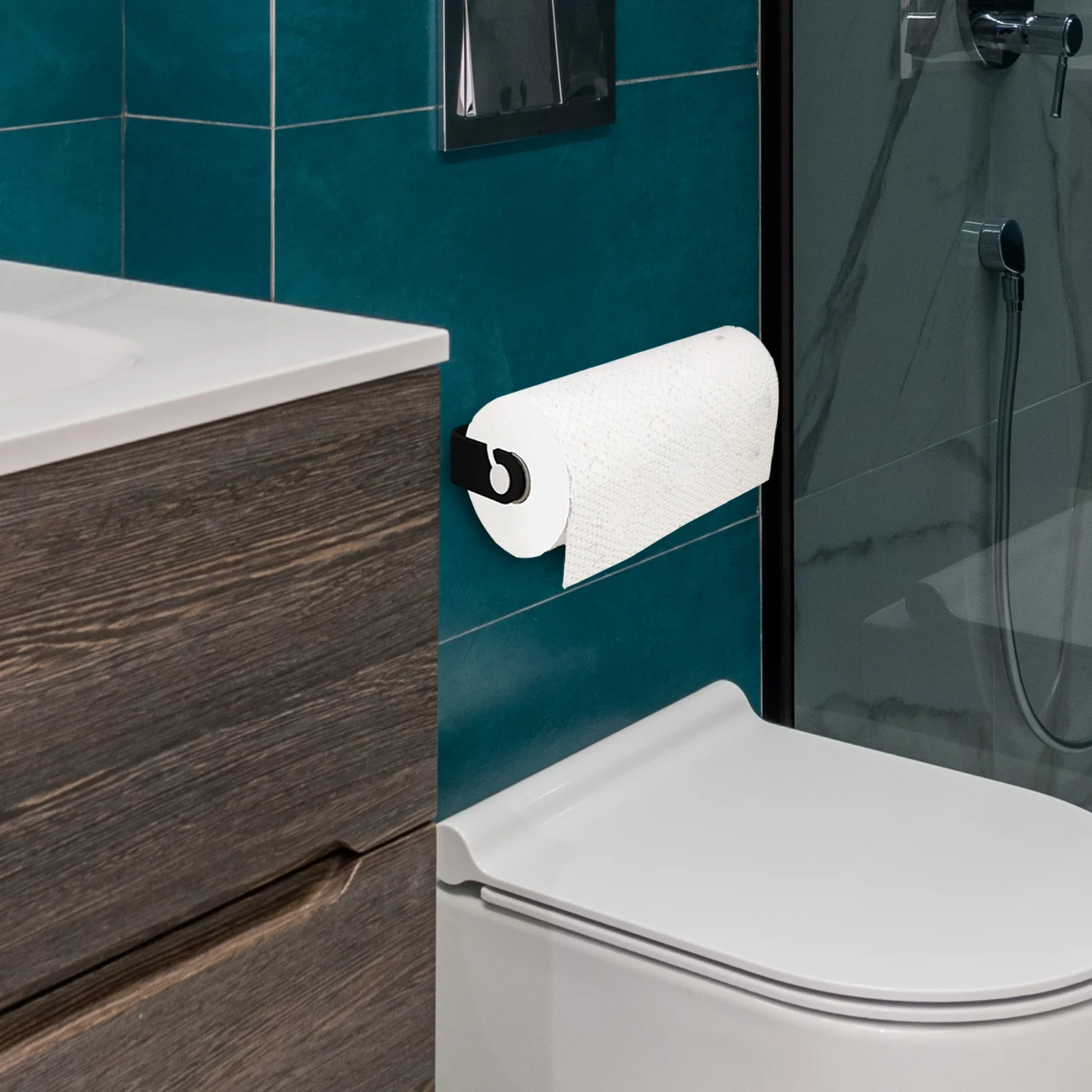 

1Set Kitchen Paper Holder Wall Mounted Roll Paper Organizer Space Aluminum Tissue Rack Storage Shelf Bathroom Home Supplies Rack