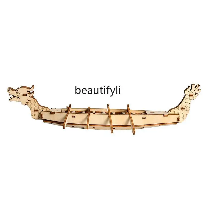 

Dragon boat handmade wooden boat model navigation science and education assembled educational toys 3diy