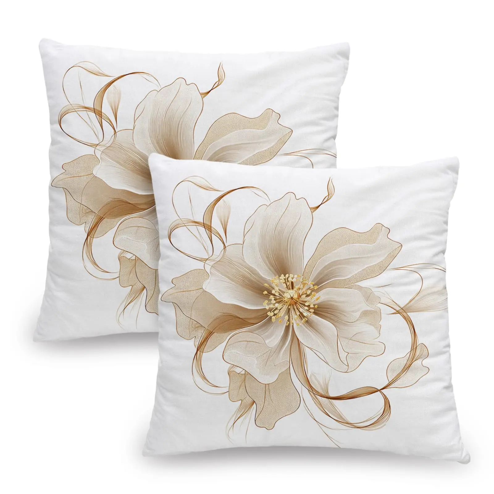 

Flower Throw Pillow Covers Set of 2,Spring Pillow Covers,Simple Elegant Polyester Cushion Covers, Modern Square Pillowcases for