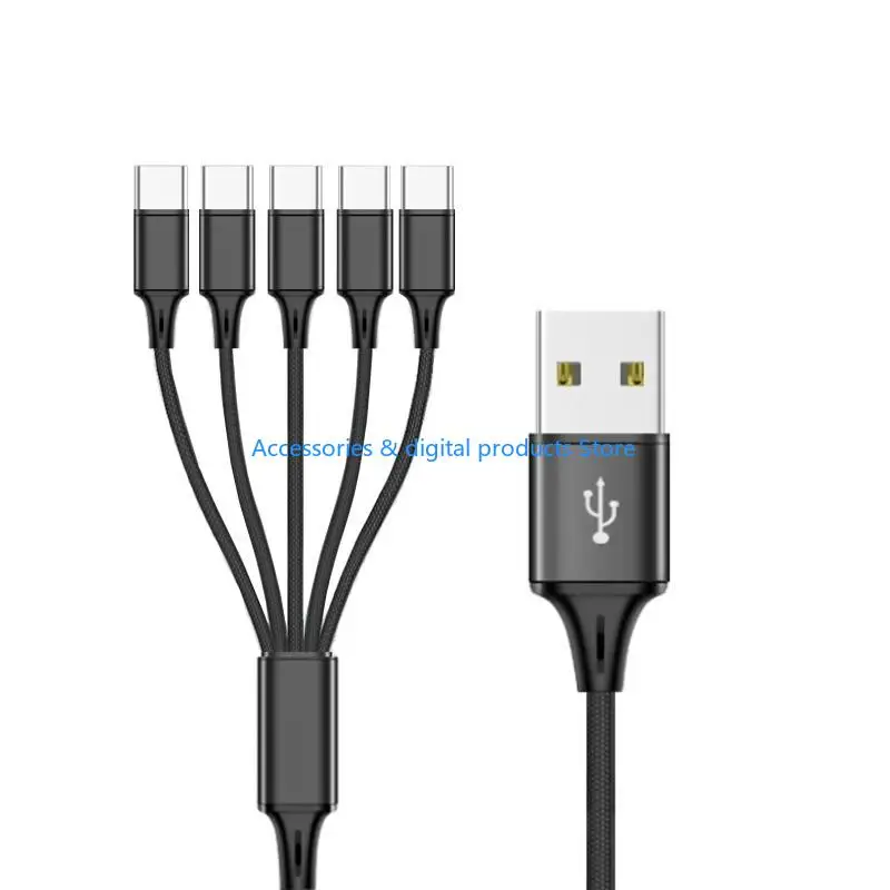 77JD 3/4/5 in 1 Multi Charging Cable USB to USB C Connector Cord for Phones Tablets