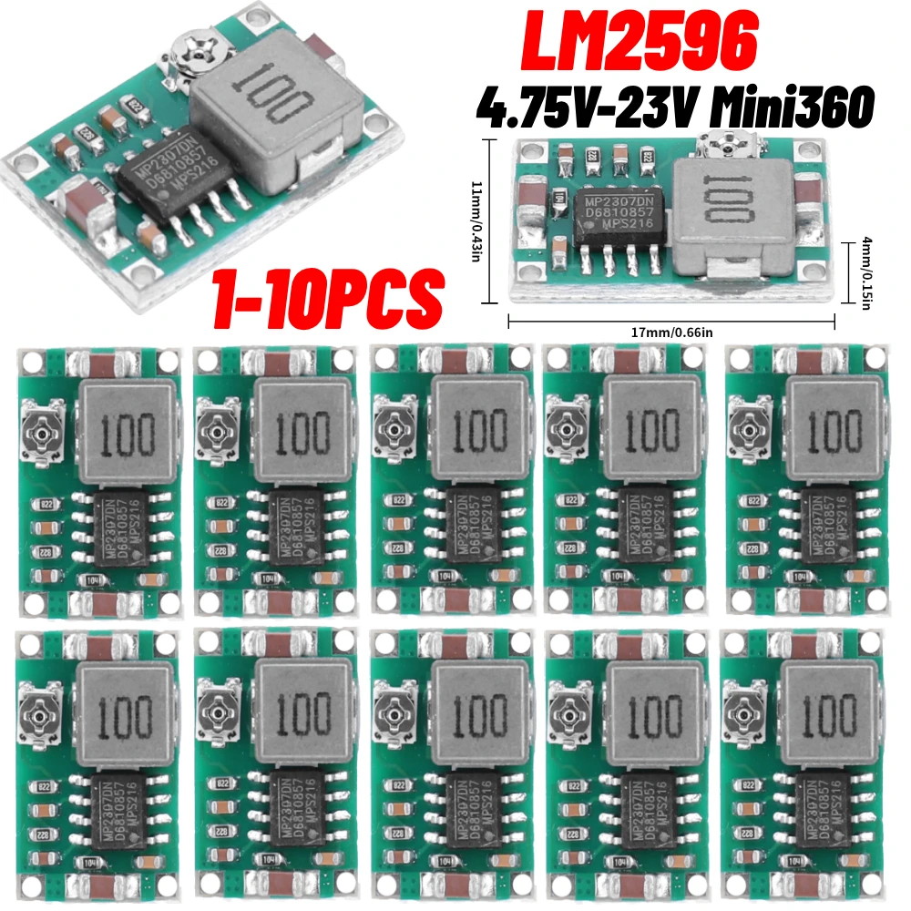 Mini 360 rc طائرة وحدة ، تيار مستمر باك محول 2a ، تنحى ، 4.75 فولت-23 فولت إلى 1 فولت-17 فولت 17x11x3.8 مللي متر ، جديد lm2596 ، 1 إلى 10 قطعة #1