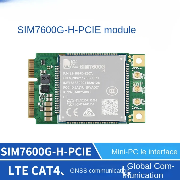 Waveshare SIM7600G-H-PCIE SIMCom Original 4G LTE Cat-4 Module, Global Coverage, GNSS, Mini-PCIe Connector