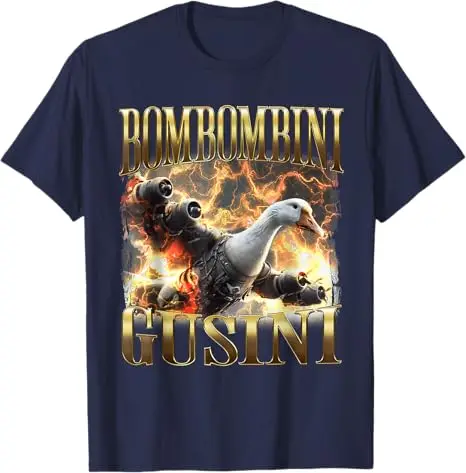 مضحك Bombombini Guzzini - الإيطالية Brainrot ميمي تي شيرت روح الدعابة Ai Goose Y2k تصميم الجرافيك الزي الجدة هدية قائلا المحملة